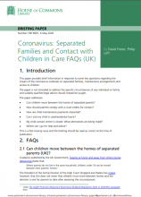 Coronavirus: Separated Families and Contact with Children in Care FAQs (UK): (Briefing Paper Number CBP 8901)